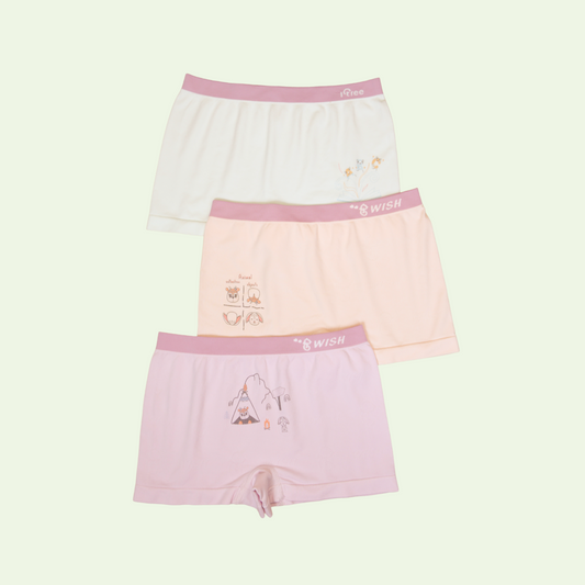 Combo 3 quần lót đùi cảm nhiệt cao cấp cho bé gái mới lớn Silky Shorties